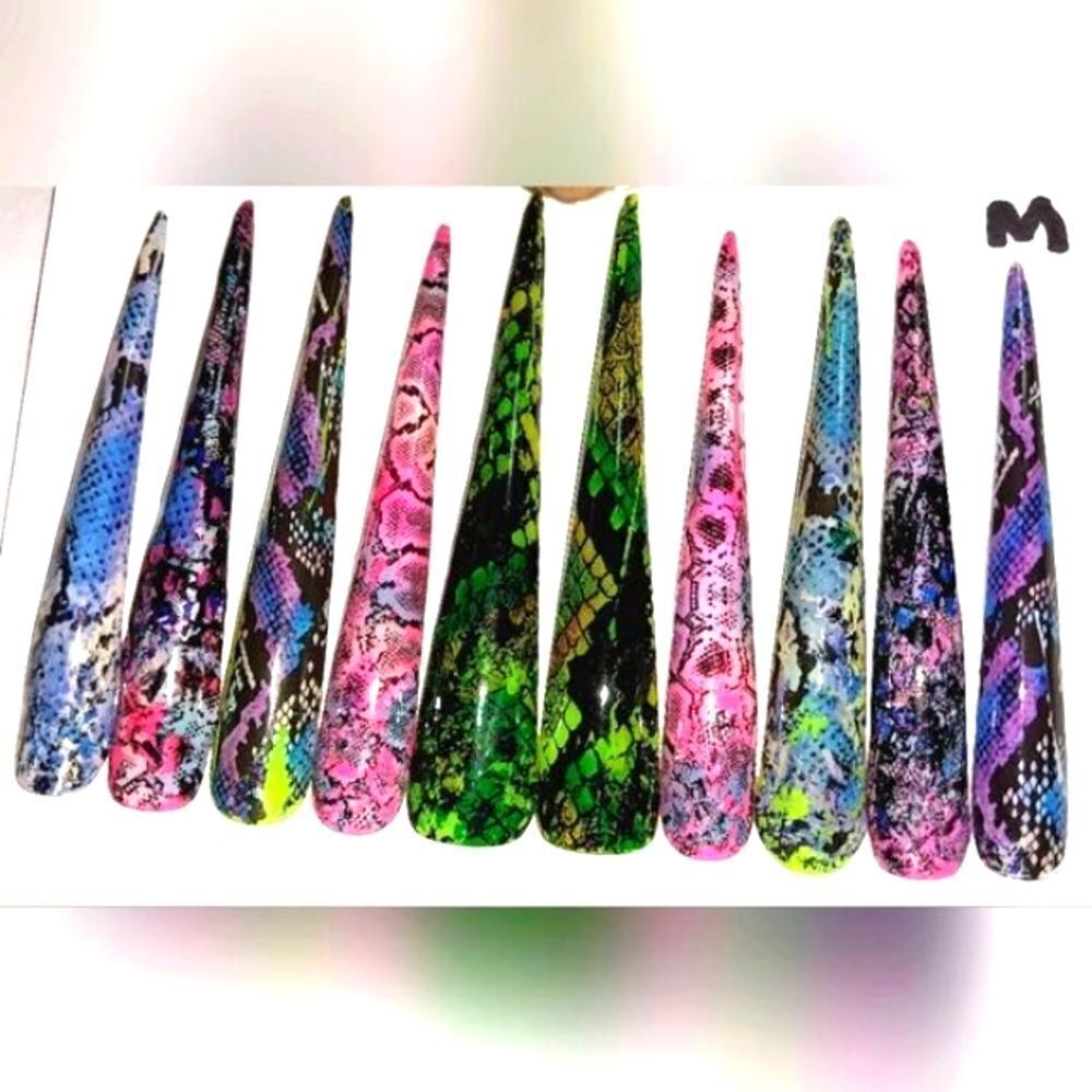 Hand crafted custom print 10pc 3xl acrylic press on nails sz Medium